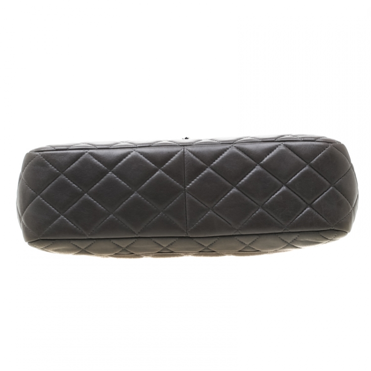 Pre Owned Chanel Grey Quilted Leather Jumbo Classic Single Flap Bag