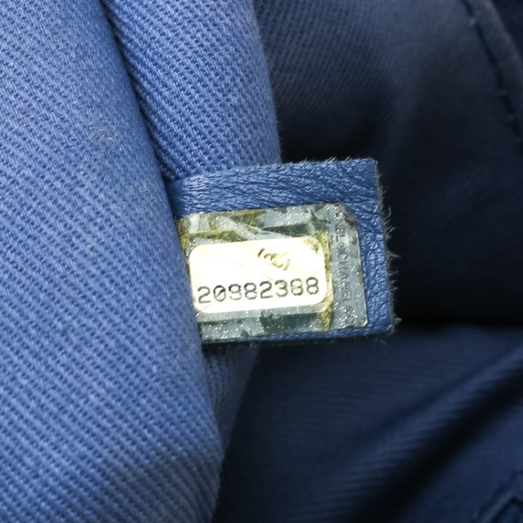 Pre Owned Chanel Blue Denim Deauville Bowling Bag