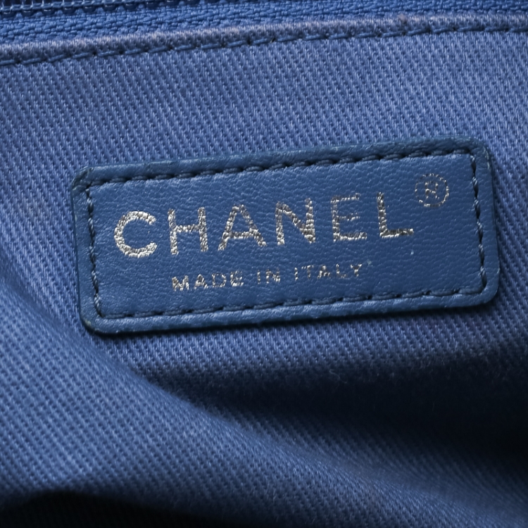 Pre Owned Chanel Blue Denim Deauville Bowling Bag