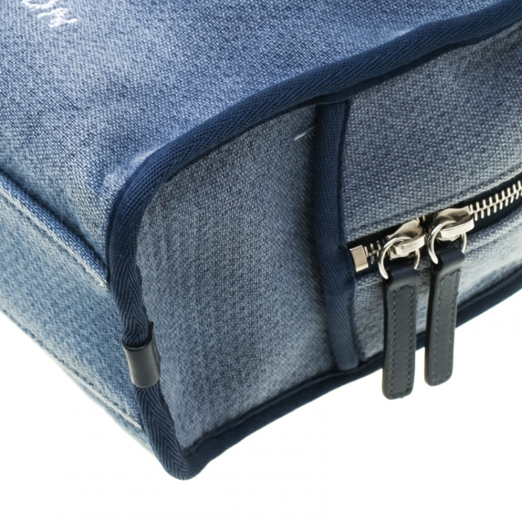 Pre Owned Chanel Blue Denim Deauville Bowling Bag