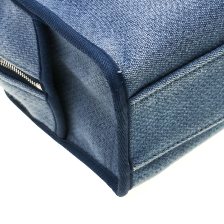 Pre Owned Chanel Blue Denim Deauville Bowling Bag
