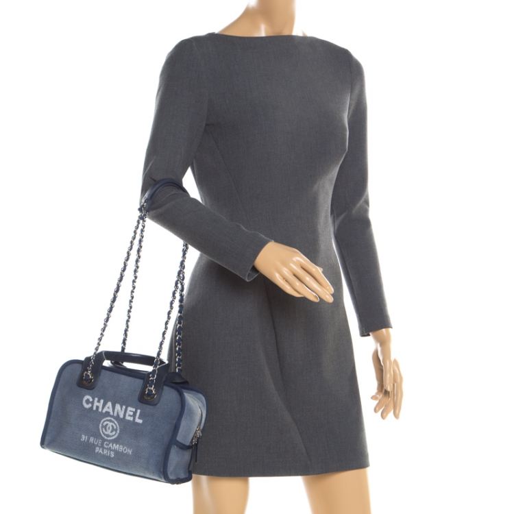 Chanel Blue Denim Deauville Bowling Bag Chanel | The Luxury Closet