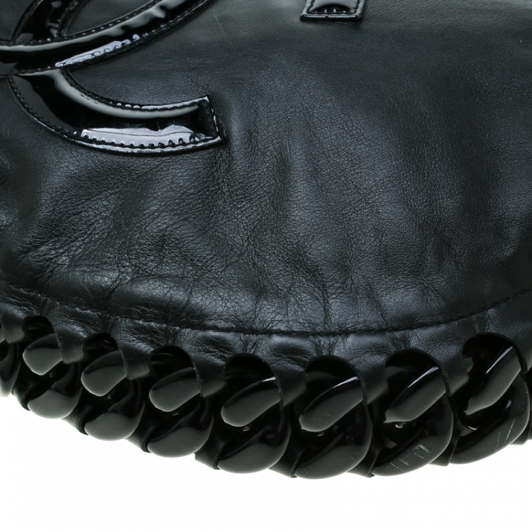 Pre Owned Chanel Black Leather Modern Chain Hobo