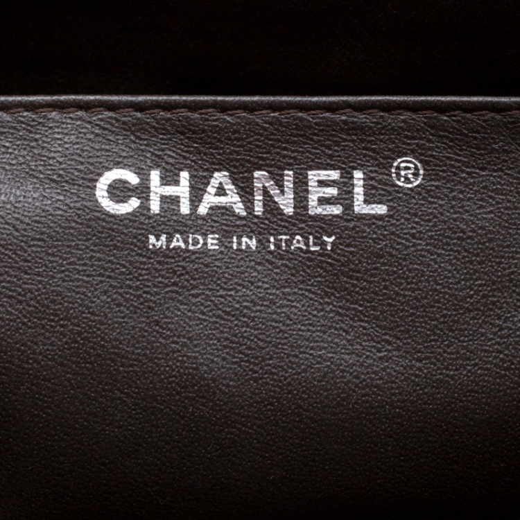 Pre Owned Chanel Dark Brown Quilted Patent Leather Jumbo Classic Single Flap Bag