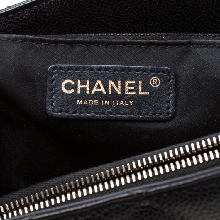 Pre Owned Chanel Black Quilted Caviar Leather Grand Shopper Tote