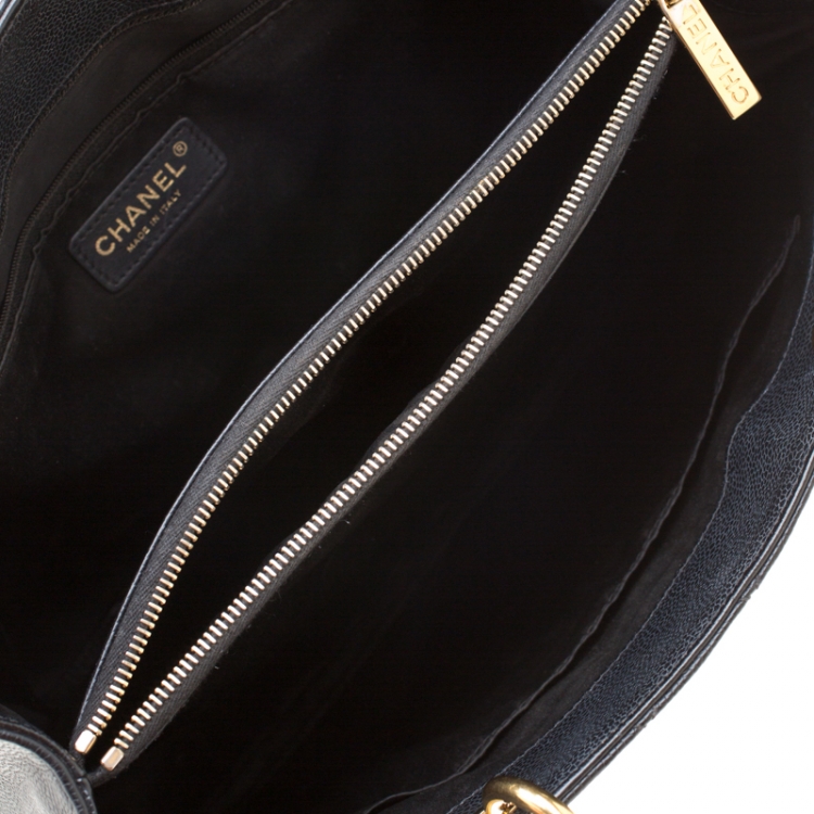 Pre Owned Chanel Black Quilted Caviar Leather Grand Shopper Tote