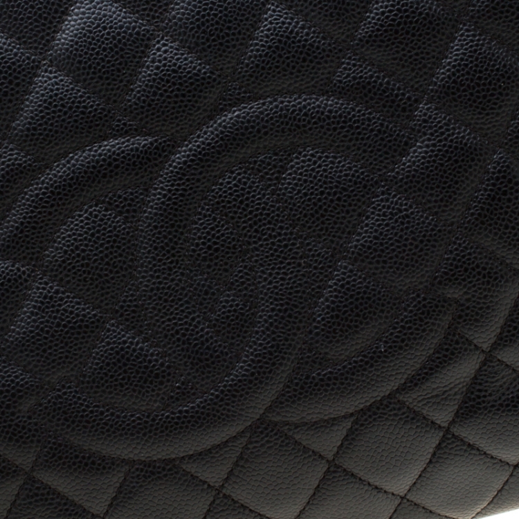 Pre Owned Chanel Black Quilted Caviar Leather Grand Shopper Tote