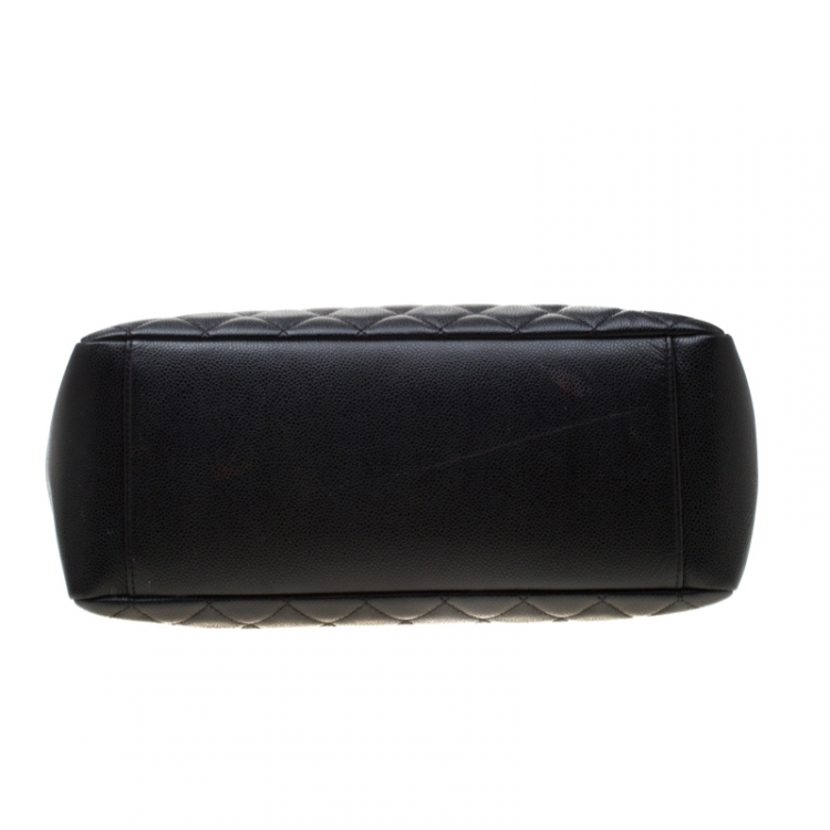 Pre Owned Chanel Black Quilted Caviar Leather Grand Shopper Tote