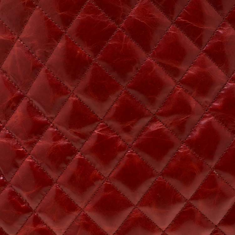 Pre Owned Chanel Red Quilted Patent Leather Just Mademoiselle Bowling Bag