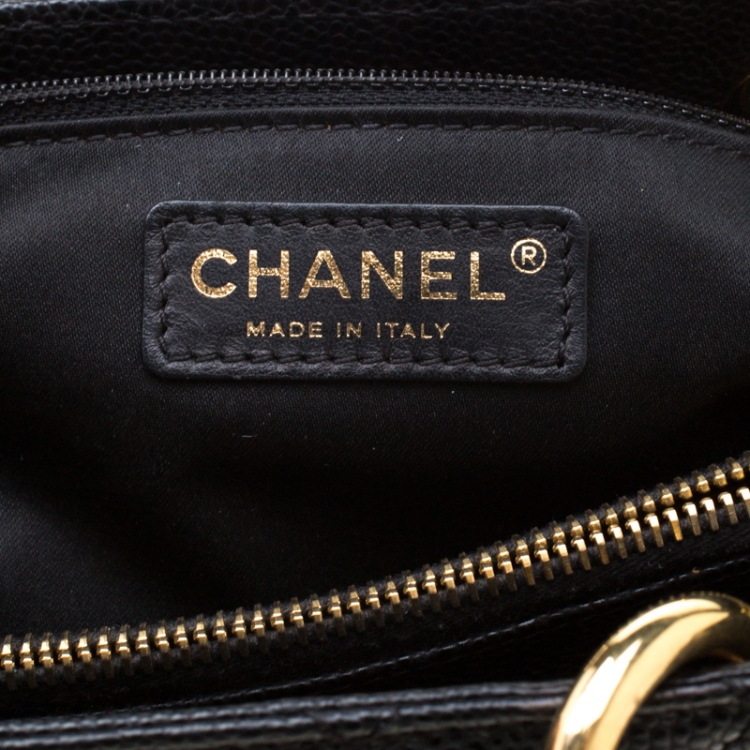 Pre Owned Chanel Black Quilted Caviar Leather Grand Shopper Tote
