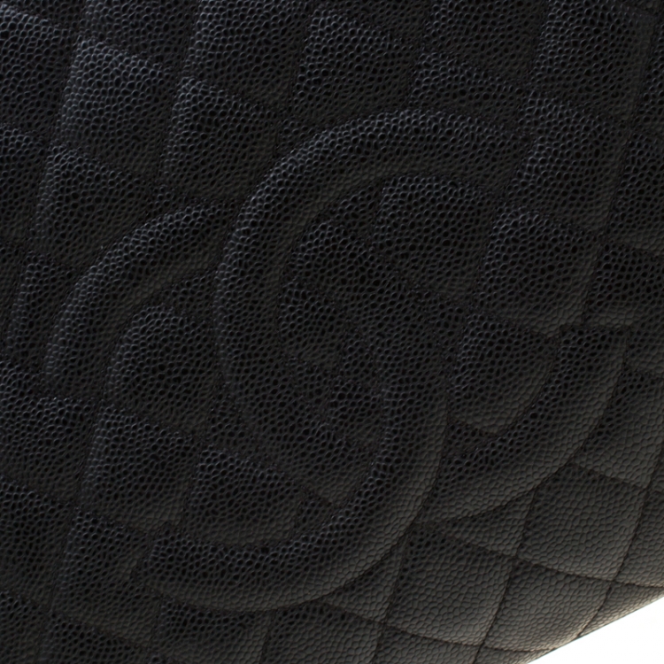 Pre Owned Chanel Black Quilted Caviar Leather Grand Shopper Tote