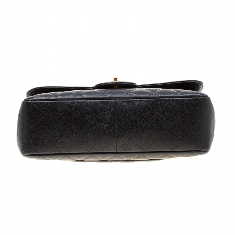 Pre Owned Chanel Black Quilted Leather Jumbo Classic Single Flap Bag
