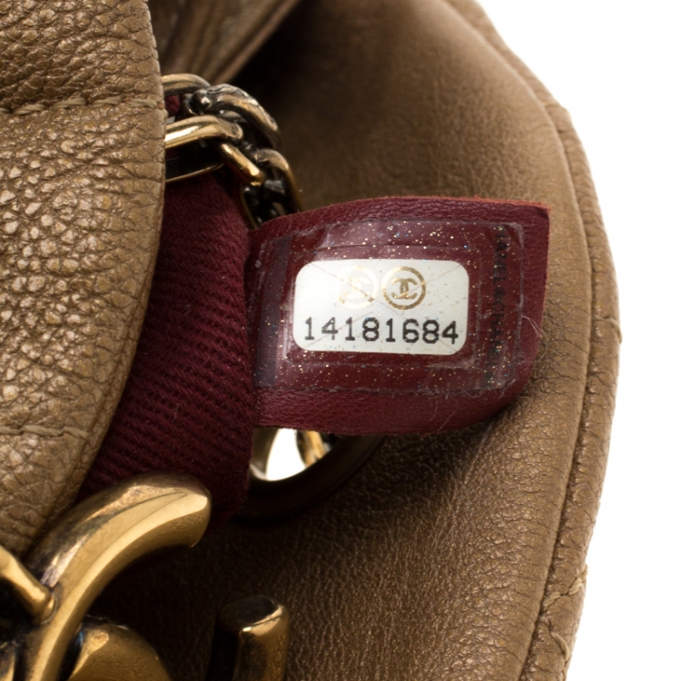 Pre Owned Chanel Gold Leather Just Mademoiselle Bowling Bag
