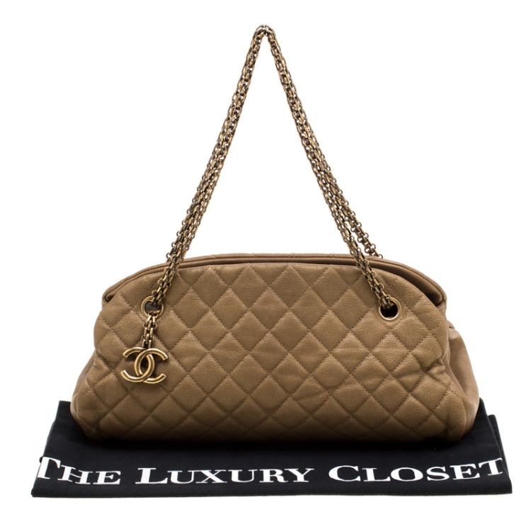 Pre Owned Chanel Gold Leather Just Mademoiselle Bowling Bag