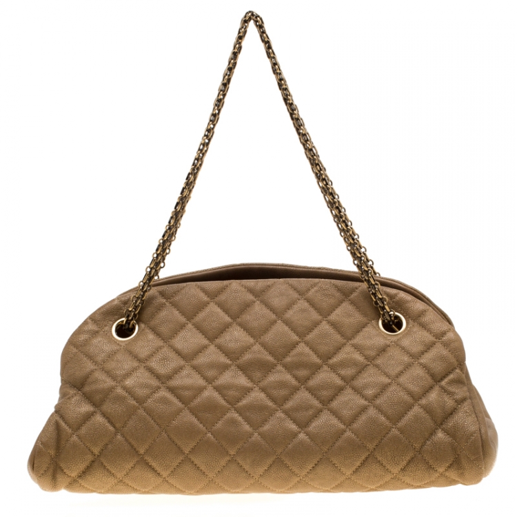 Pre Owned Chanel Gold Leather Just Mademoiselle Bowling Bag
