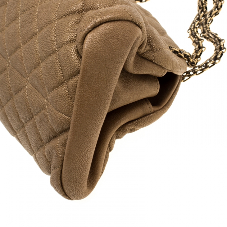 Pre Owned Chanel Gold Leather Just Mademoiselle Bowling Bag