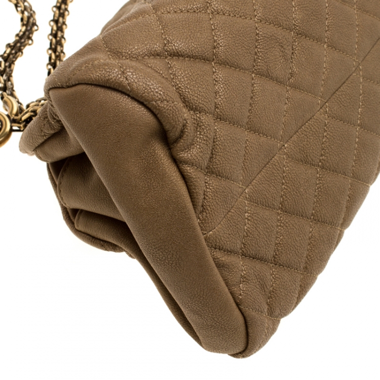 Pre Owned Chanel Gold Leather Just Mademoiselle Bowling Bag