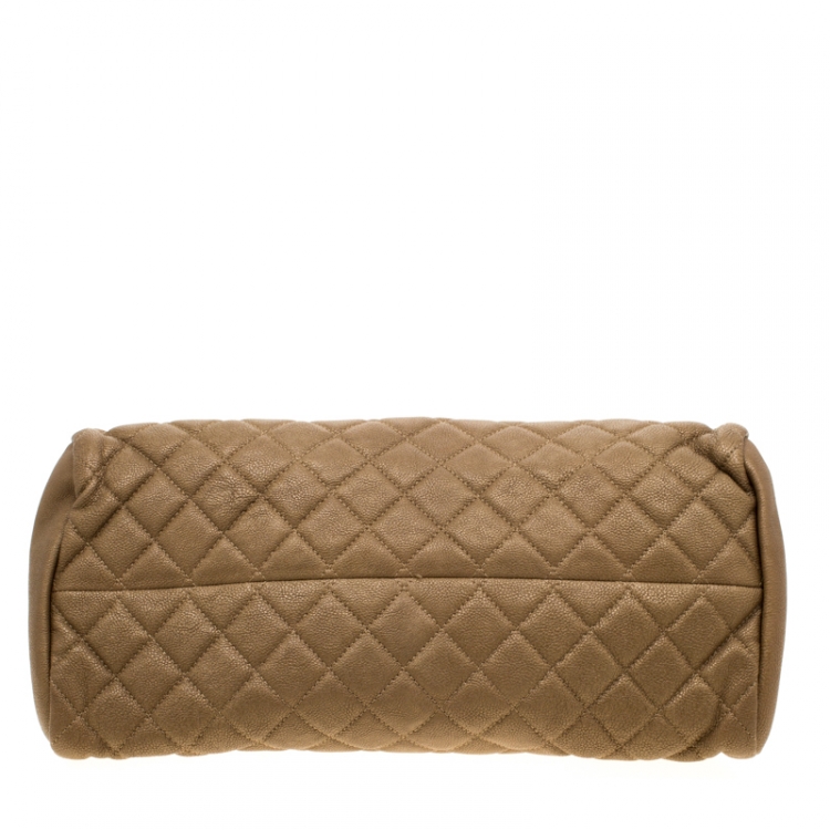 Pre Owned Chanel Gold Leather Just Mademoiselle Bowling Bag