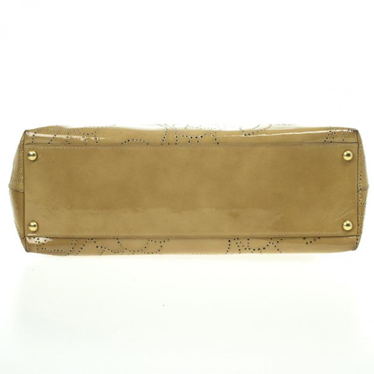 Pre Owned Chanel Patent Perforated Camelia Hobo