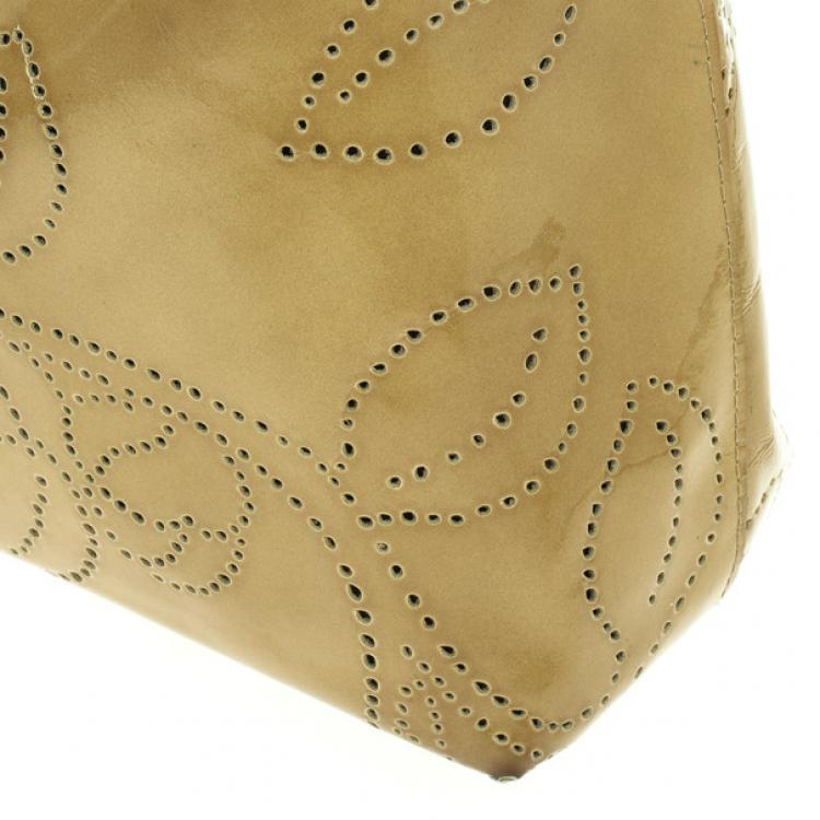 Pre Owned Chanel Patent Perforated Camelia Hobo