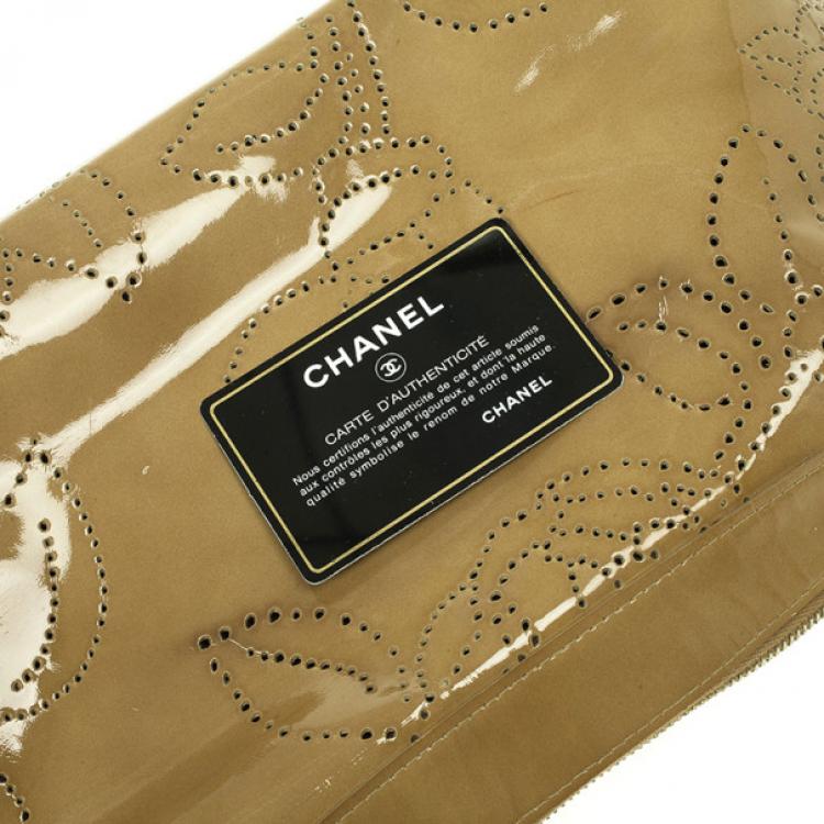 Pre Owned Chanel Patent Perforated Camelia Hobo