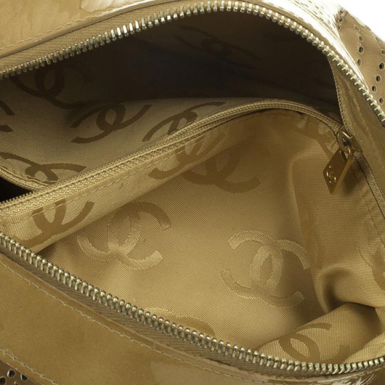 Pre Owned Chanel Patent Perforated Camelia Hobo