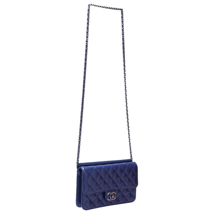 Chanel Blue Leather Medium Crossing Time Flap Bag Chanel
