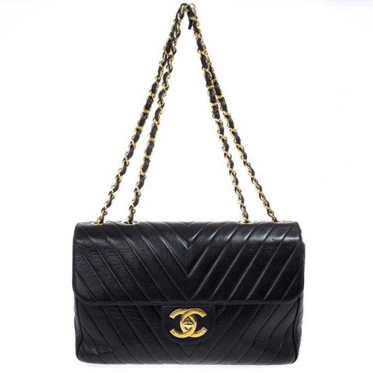 Chanel Black Chevron Lambskin Jumbo XL Classic Flap Bag Chanel | The Luxury  Closet