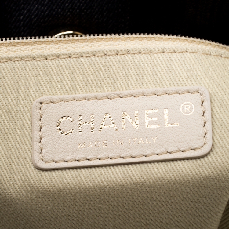 Pre Owned Chanel Blue Denim North South Deauville Chain Tote
