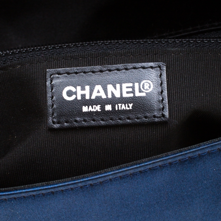 Pre Owned Chanel Blue/Black Satin Ice Cube Limited Edition Flap Bag