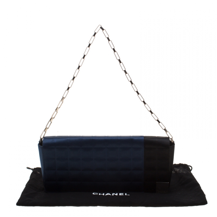 Pre Owned Chanel Blue/Black Satin Ice Cube Limited Edition Flap Bag