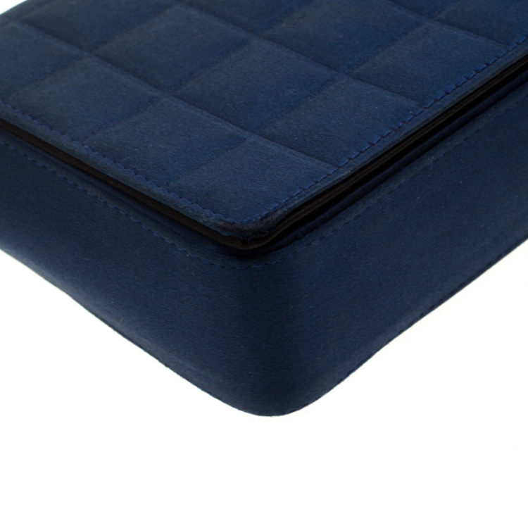 Pre Owned Chanel Blue/Black Satin Ice Cube Limited Edition Flap Bag