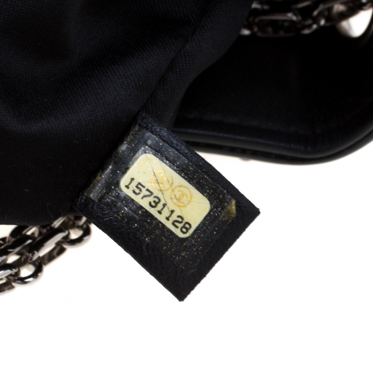 Pre Owned Chanel Black/Silver Stripe Sequins Reissue Shoulder Bag