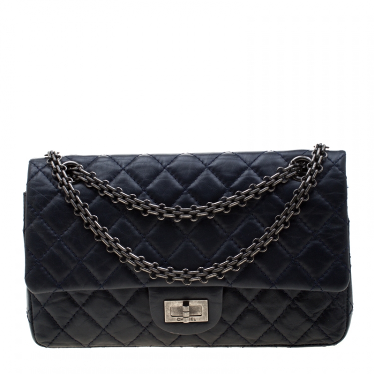 Chanel Navy Blue Quilted Leather 2.55 Mademoiselle Double Flap Bag Chanel