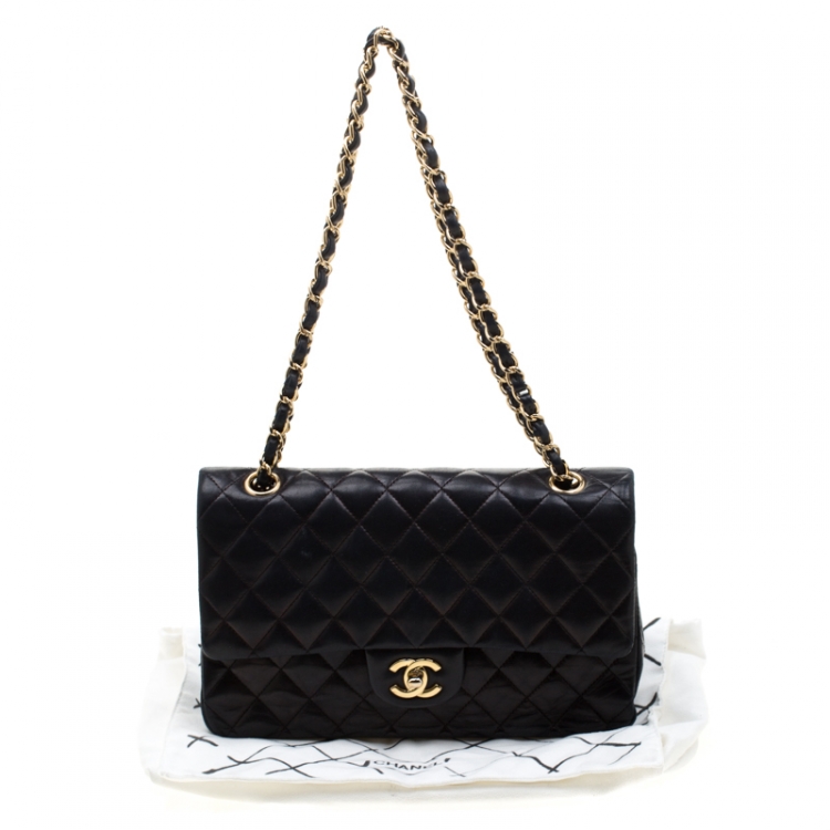 Pre Owned Chanel Black Quilted Leather Medium Classic Single Flap Bag