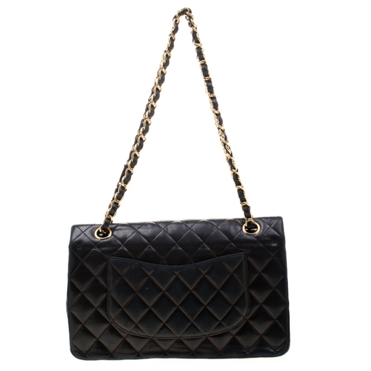 Pre Owned Chanel Black Quilted Leather Medium Classic Single Flap Bag