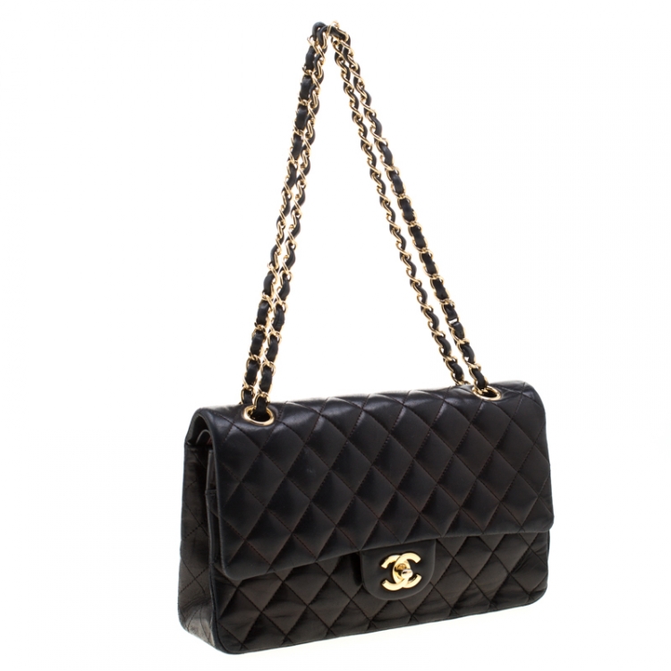 Pre Owned Chanel Black Quilted Leather Medium Classic Single Flap Bag