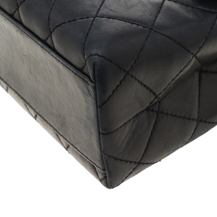 Pre Owned Chanel Black Quilted Leather Small Kelly Top Handle Bag