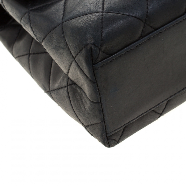 Pre Owned Chanel Black Quilted Leather Small Kelly Top Handle Bag