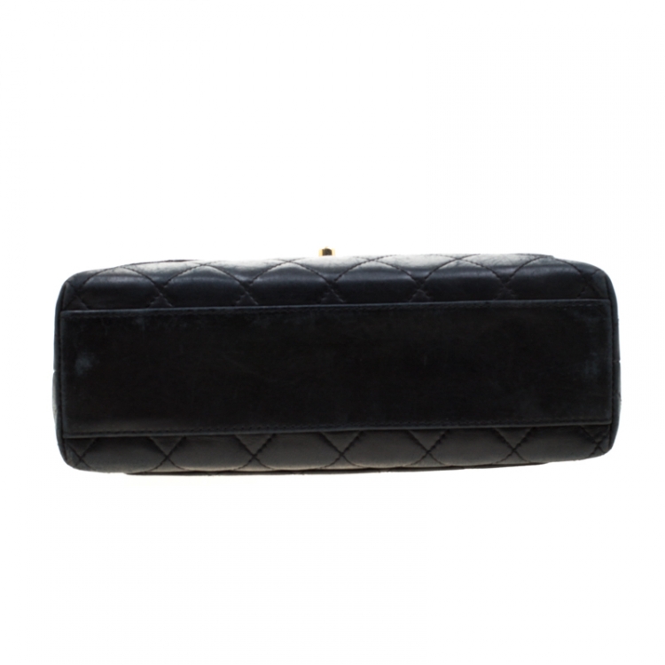 Pre Owned Chanel Black Quilted Leather Small Kelly Top Handle Bag