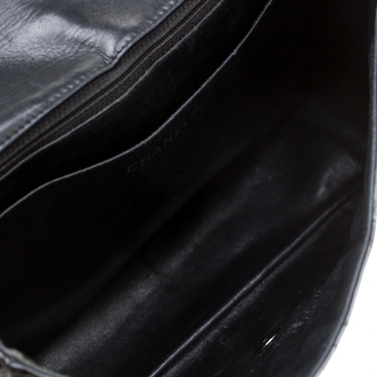 Pre Owned Chanel Black Quilted Patent Leather Jumbo Classic Single Flap Bag