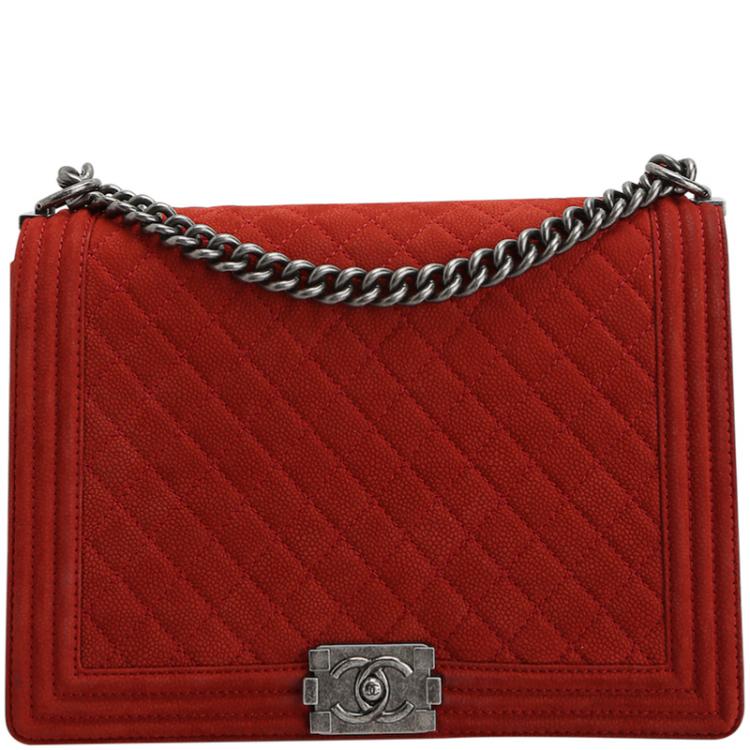 Chanel boy bag online red caviar