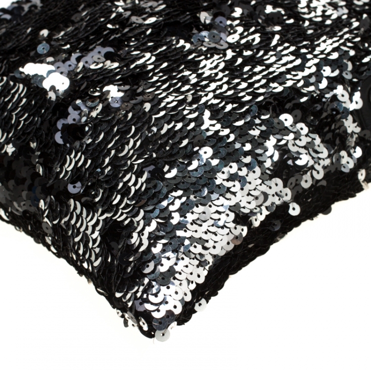 Pre Owned Chanel Black Sequins Embellished Summer Night Drawstring Bag