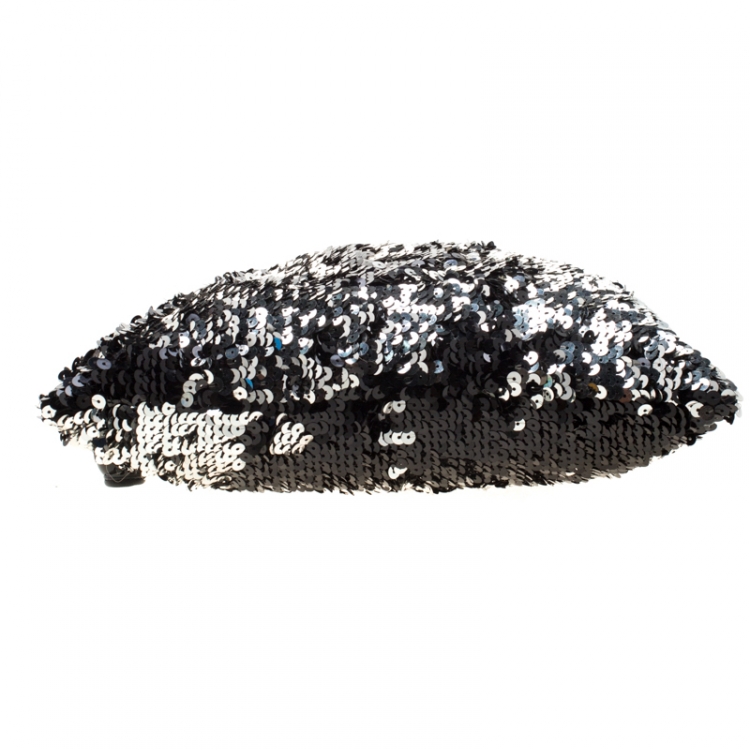 Pre Owned Chanel Black Sequins Embellished Summer Night Drawstring Bag