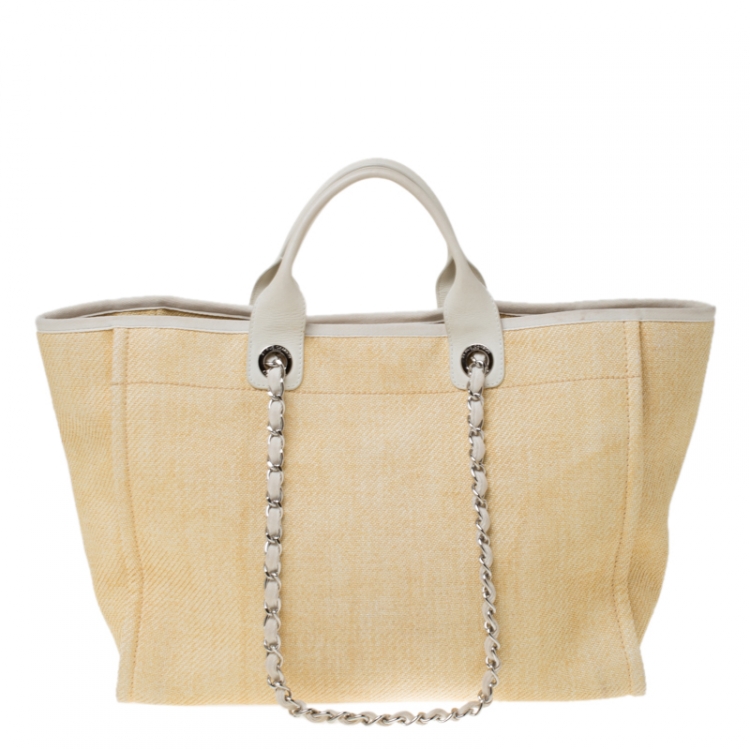 Pre Owned Chanel Beige Raffia Large Deauville Tote 