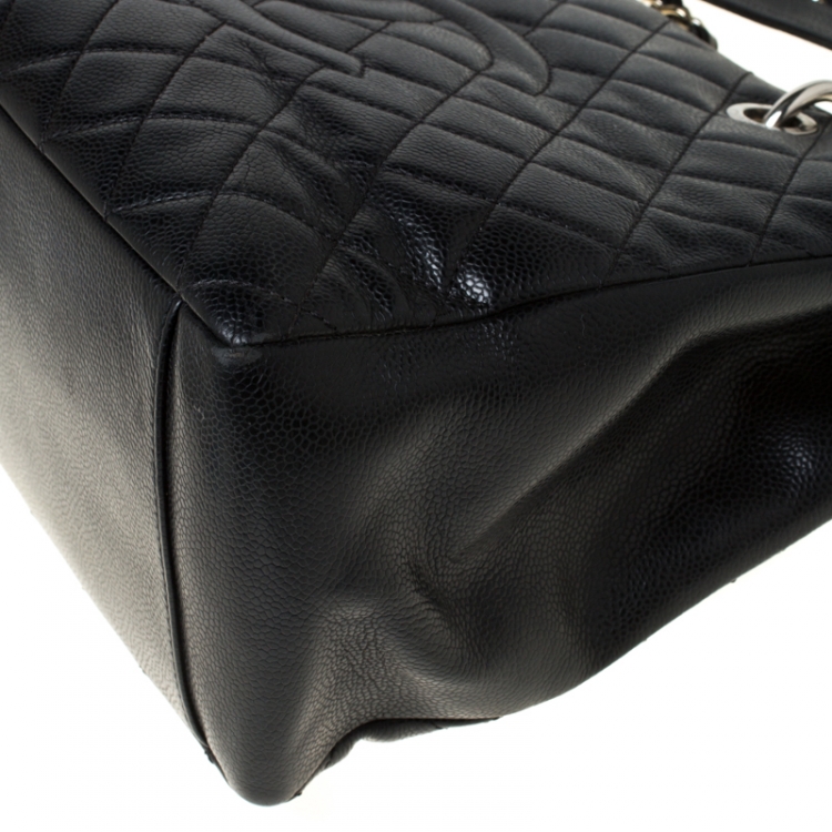 Pre Owned Chanel Black Quilted Caviar Leather Grand Shopper Tote