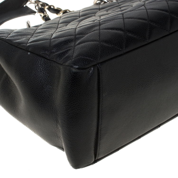 Pre Owned Chanel Black Quilted Caviar Leather Grand Shopper Tote