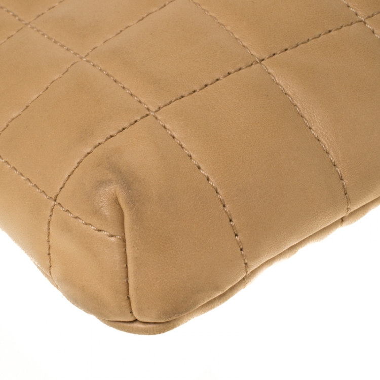 Pre Owned Chanel Beige/Black Quilted Leather Choco Bar Reissue Shoulder Bag  