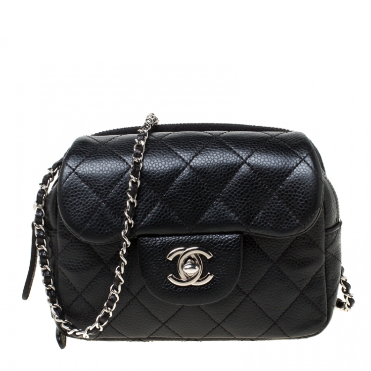 Chanel Black Caviar Quilted Leather Mini Flap Crossbody Bag Chanel ...