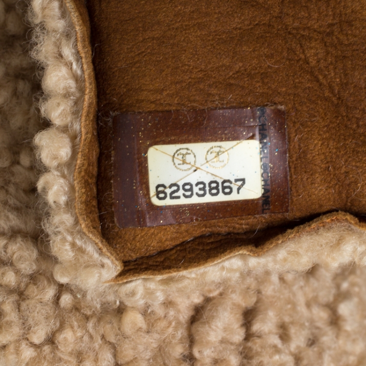 Pre Owned Chanel Tan/Beige Suede and Mouton Fur Reissue Shoulder Bag
